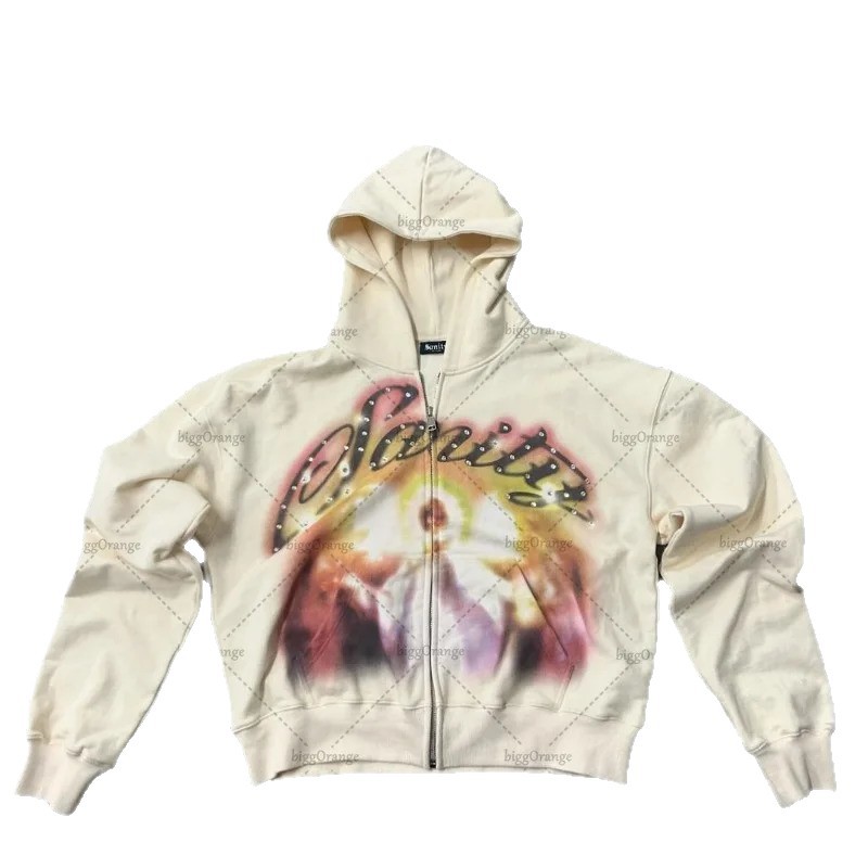 Streetwear Zip-Up Hoodie – Oversized Hip-Hop Star Print Pullover, Unisex Harajuku Style Fleece Jacket_viptrois.com