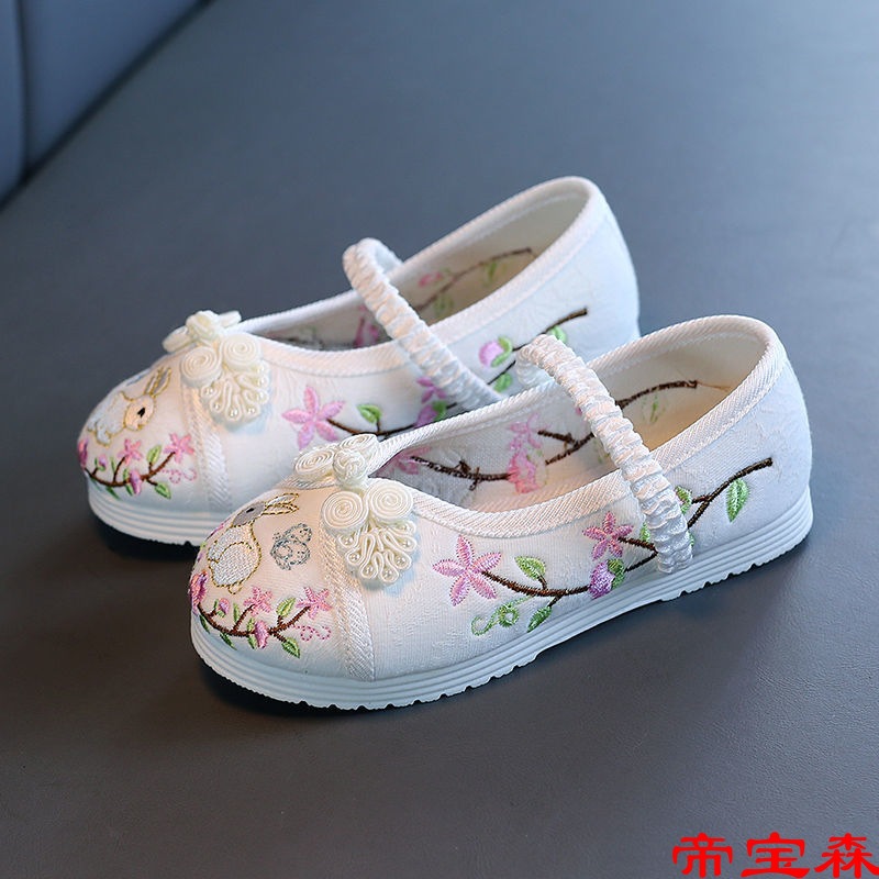 漢服女童繡花鞋老北京兒童手工布鞋民族風古風學生鞋舞蹈刺繡童鞋