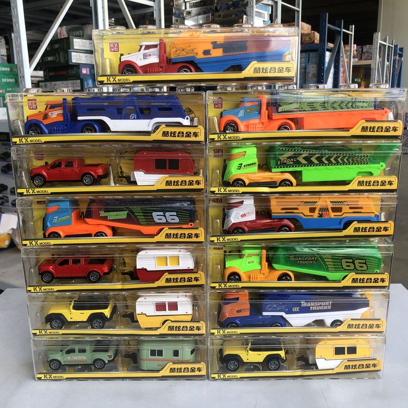 Cool alloy simulation trailer with display box car RV semi-trailer toy car model children boy gift