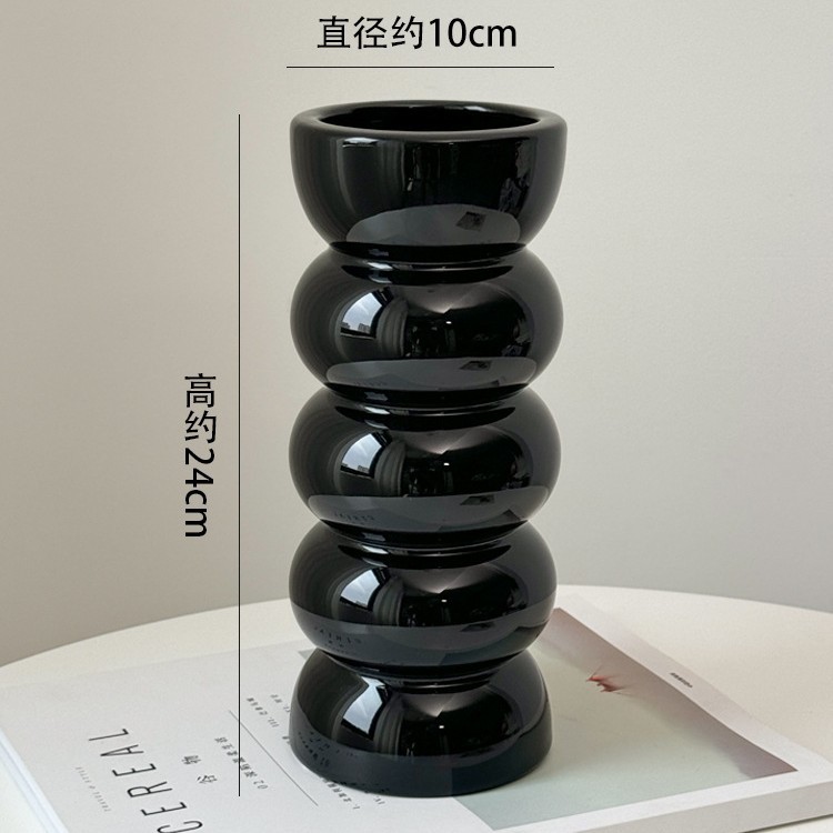 검은 대나무 꽃병(고품질 세라믹)