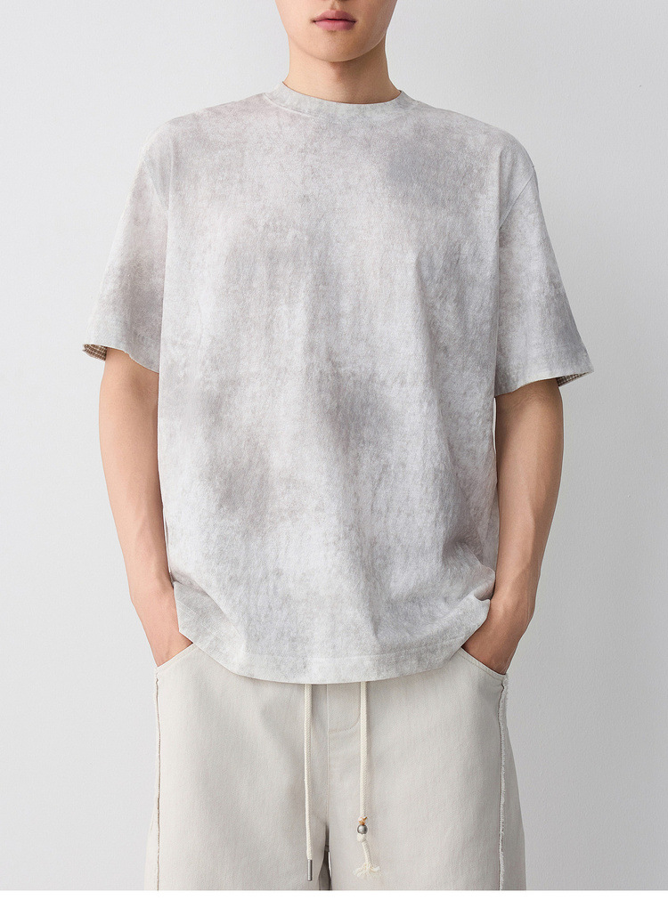 Áo thun nam tay ngắn cổ tròn chất liệu lanh cotton phong cách đường phố — màu cà phê chi tiết 20