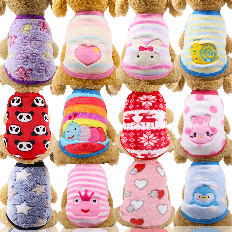 2021 Cartoon Plush Warm Tea Cup Dog Small Milk Dog Cat Teddy Clothes Backless Top Pet Supplies