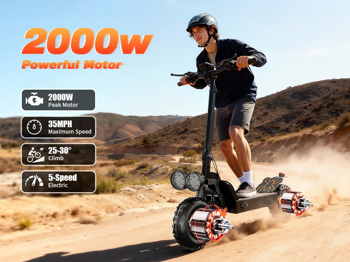 Dual-drive high-power off-road electric scooter, in stock at the factory, available for dropshipping from the US overseas warehouse