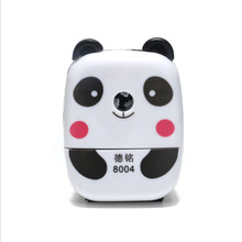 多功能卡通熊猫手摇削笔器小学生自动进笔削笔器文教用品