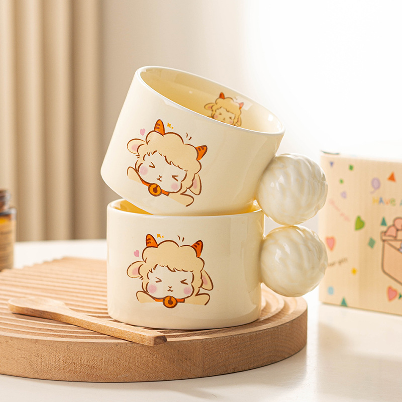漫画かわいいマグカップセラミックウォーターカップホームオフィスカップルコーヒーブレックファストオートミルクドリンクカップ|undefined