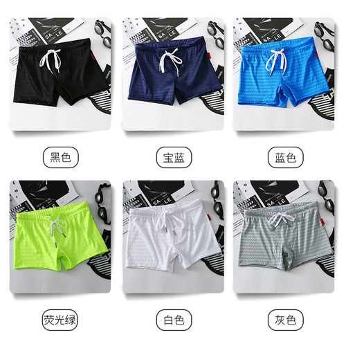 Swim trunks men's boxer oversized men's swimming trunks beach hot spring quick-drying running sports pants fitness lining double layer