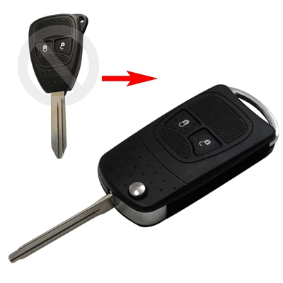 Suitable for Dodge Jeep Chrysler 2/3/4 key car modification folding remote control key replacement shell (Car Keys) - 2-key-folding
