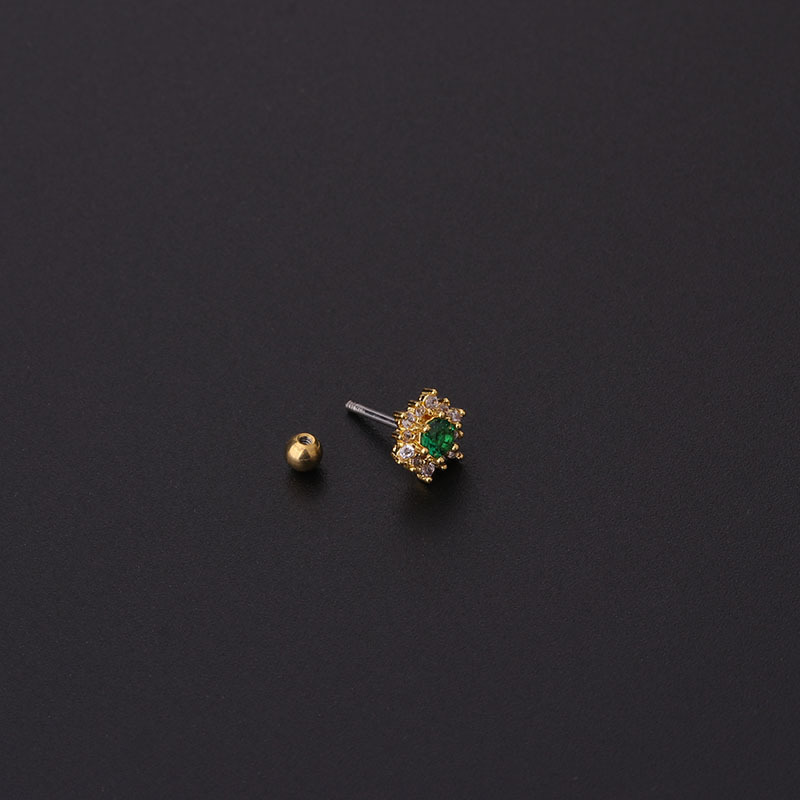 2PCS Korean version new colored zircon fine needle stainless steel screw twist ball bone fashion trendy ear nail_voghion.com