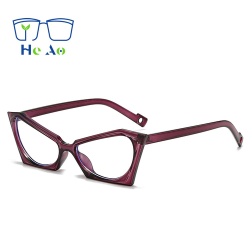 Huoao New Personalized Eyeglass Frames Elegant Niche Asymmetrical Stylish Women's Universal High-End Non-prescription Glasses