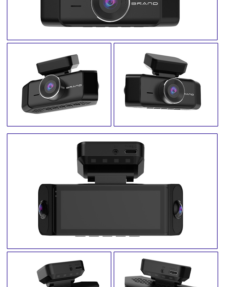 Four-channel dashcam, new 4K high-definition model, with WiFi 6, starlight night vision, and 360-degree recording ° Panoramic view with a wide-angle fisheye lens