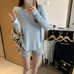 独特の綺麗な洋気純欲vネック長袖tシャツの中に底のシャツを着ます。