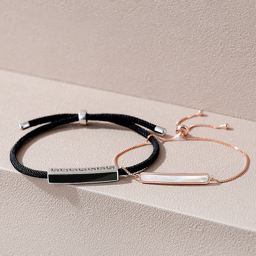 Korean version s925 sterling silver single-minded couple bracelet simple agate braided bracelet ins mother-of-pearl hand ornament gift