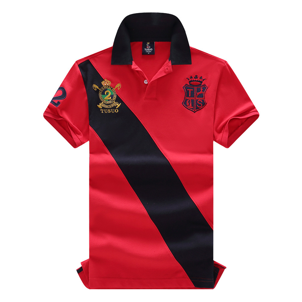 Nueva camisa de Polo de manga corta de los hombres Luz de lujo famosa marca real deportes de ocio más tamaño puro algodón bordado de color a juego de contraste