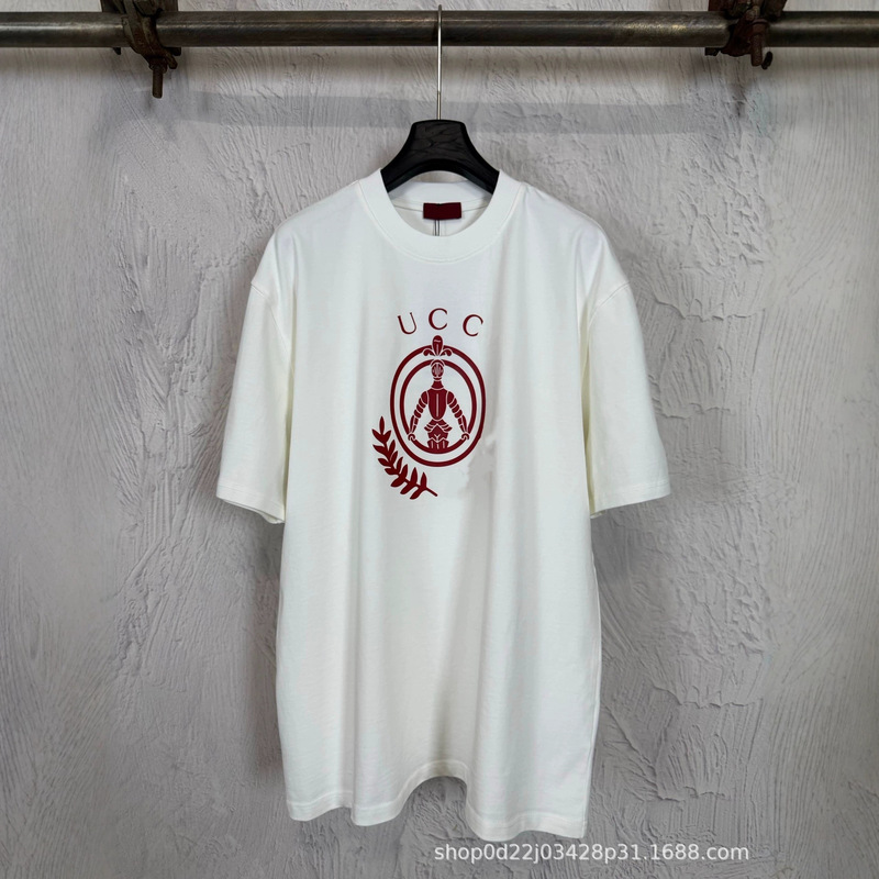 Heavyweight 400g g Brand 26Ss Red Armor Print Short-Sleeve Basic Versatile Thick and Structured Loose-Fit Unisex T-Shirt Heavyweight 400g g Brand 26Ss Red Armor Print Short-Sleeve Basic Versatile Thick and Structured Loose-Fit Unisex T-Shirt