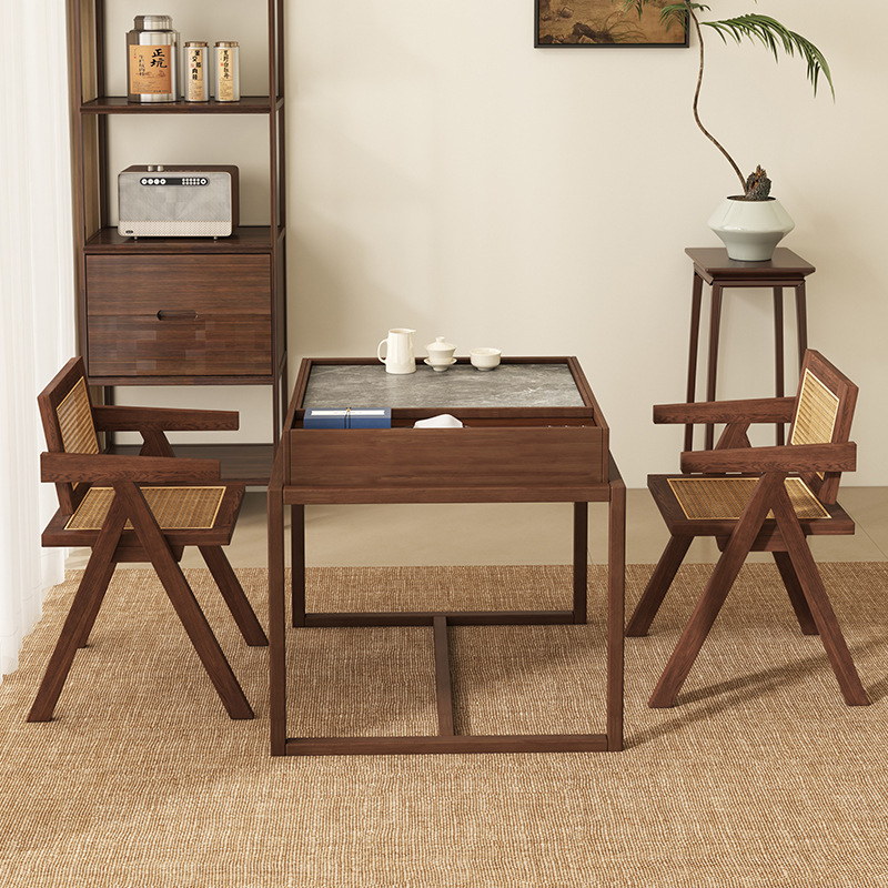 Mesa de té de madera sólida del balcón, nueva mesa cuadrada china, mesa casera simple, mesa de té cuadrada Zen casual