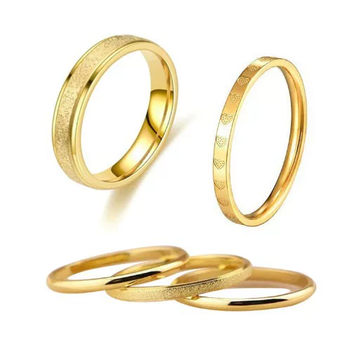Three Lives Three Worlds Titanium Steel Ring for Women, High-End Heart-Shaped Stainless Steel Four-Leaf Clover Titanium Steel Ring