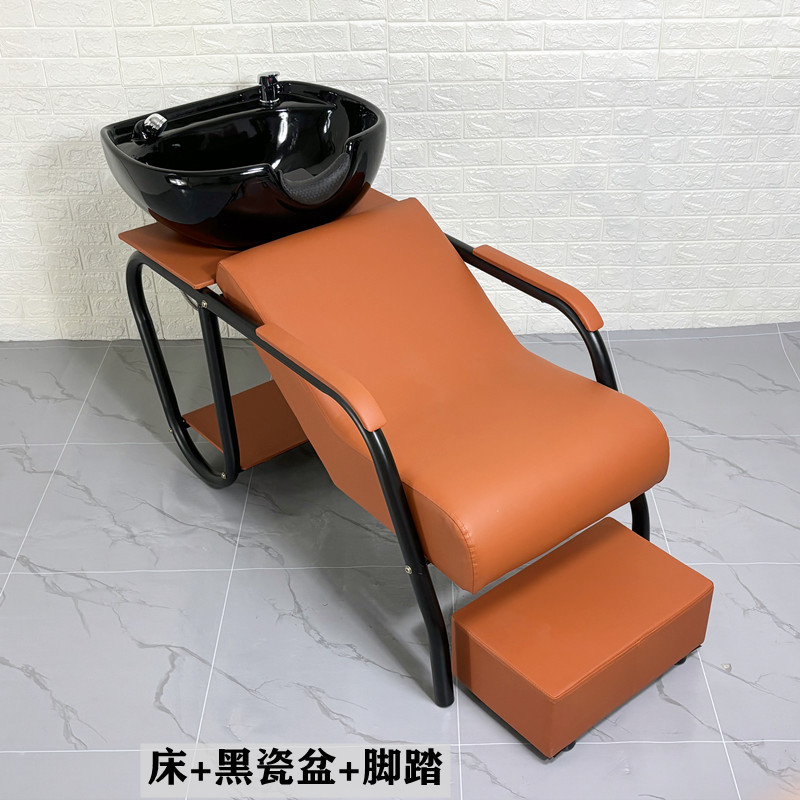 Lavabo de porcelana negra naranja