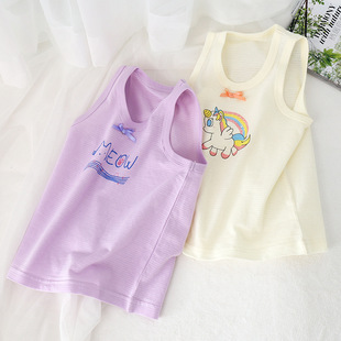 Summer Thin Japanese Style Boys' Vest Large Children's Horizontal Strip Pure Cotton Girls' Sleeveless Cartoon Top for Generation