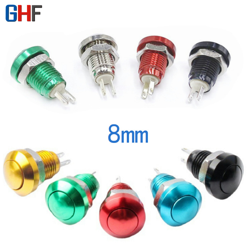 8MM金属按钮 防水点动自复式电源门铃开关 微型启动按钮开孔8MM