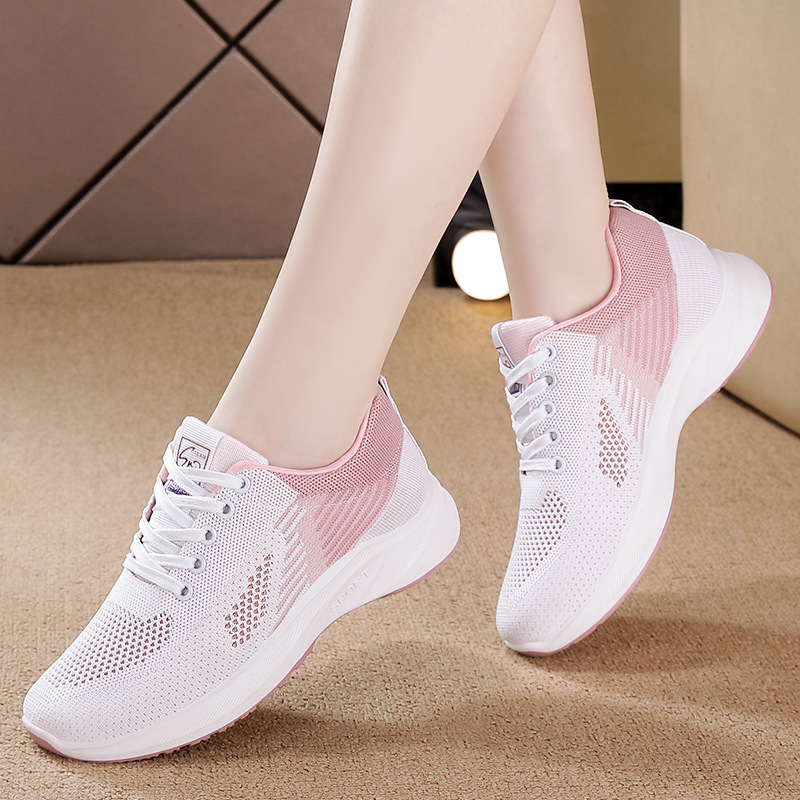 Zapatos mujer verano comercio exterior transfronterizo zapatos de mujer transpirables zapatos de tejido volador zapatos de malla de mujer tendencia de moda zapatos de mujer deportiva