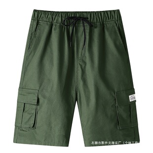 Pure Cotton Cargo Pants Student Sports Shorts Men's Summer Thin Loose Casual Five-Point Pants Men's Large Size Basketball Pants