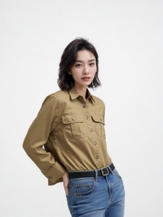 URAZ25秋季新款女装牛仔棉质工装衬衫长袖衬衣480004/479579