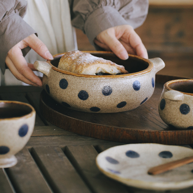 Double-Eared Large Soup Bowl, Noodle Bowl, Cute Rustic Pottery, Unique Niche Design, Fruit Salad Dessert Bowl Double-Eared Large Soup Bowl, Noodle Bowl, Cute Rustic Pottery, Unique Niche Design, Fruit Salad Dessert Bowl