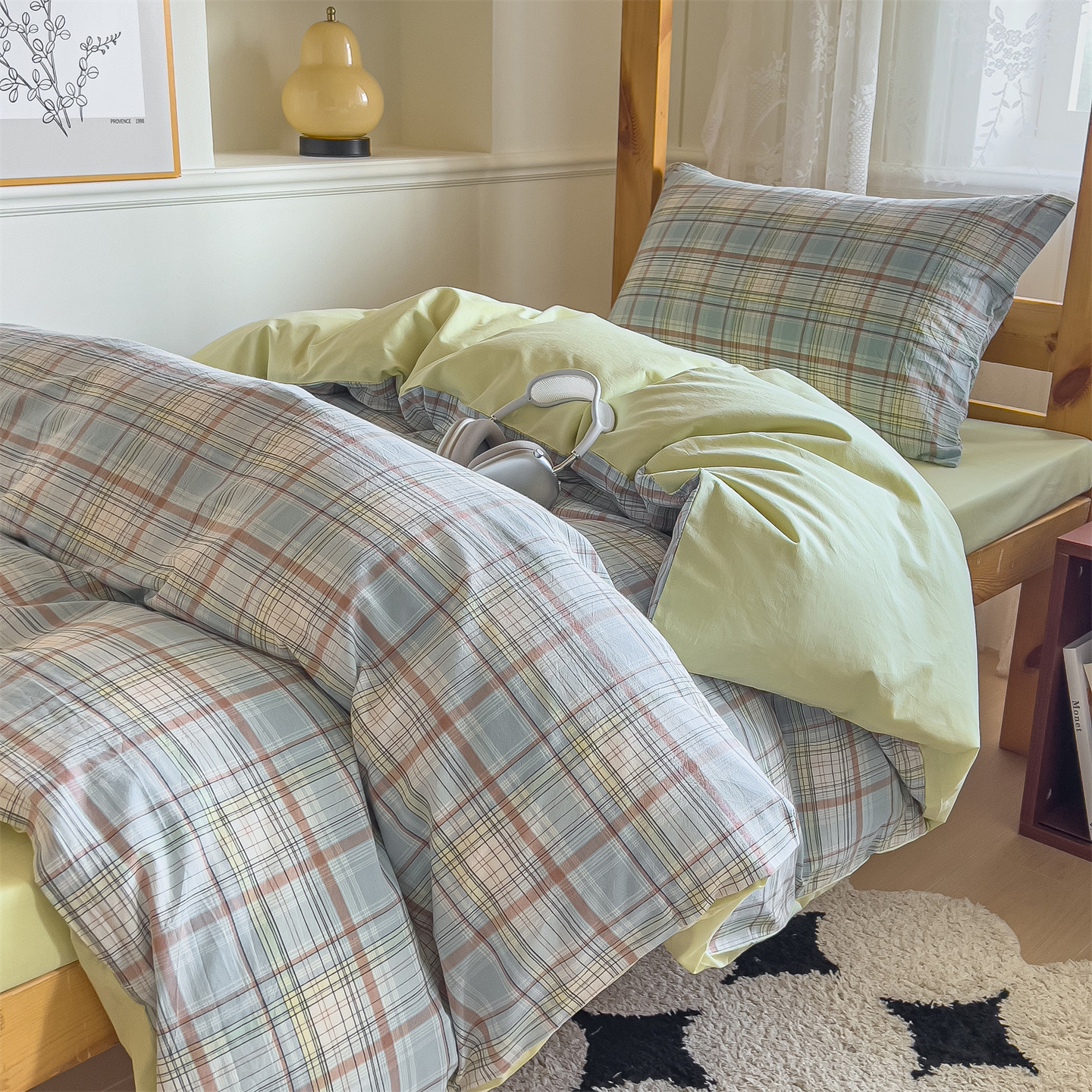 Juego de cama de dormitorio de estudiantes de tres piezas de algodón puro 2025 nuevas sábanas de cuatro piezas fundas de edredón