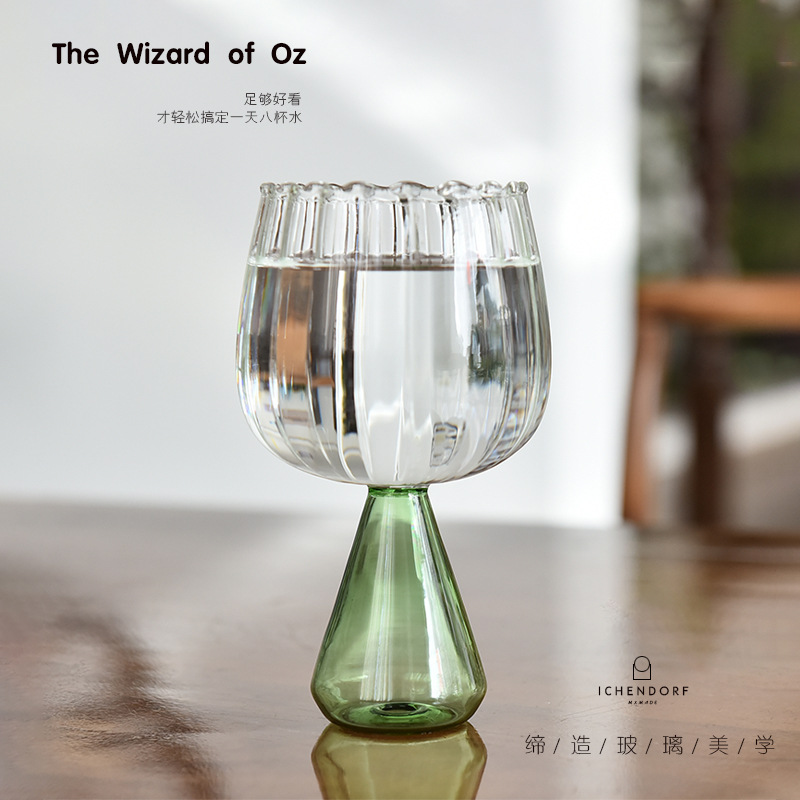 Creativo colorido rayado taza de vidrio taza de agua jugo taza de café desayuno taza de leche bebida taza helado postre taza