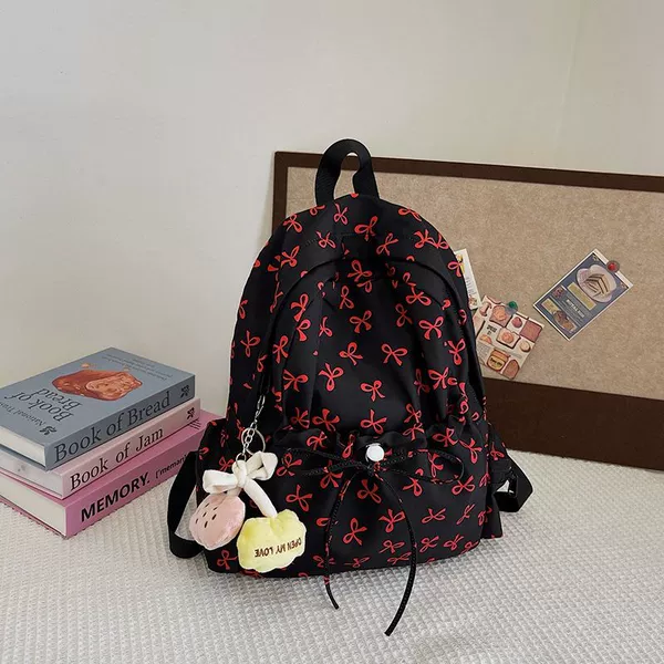 With bow, black, red