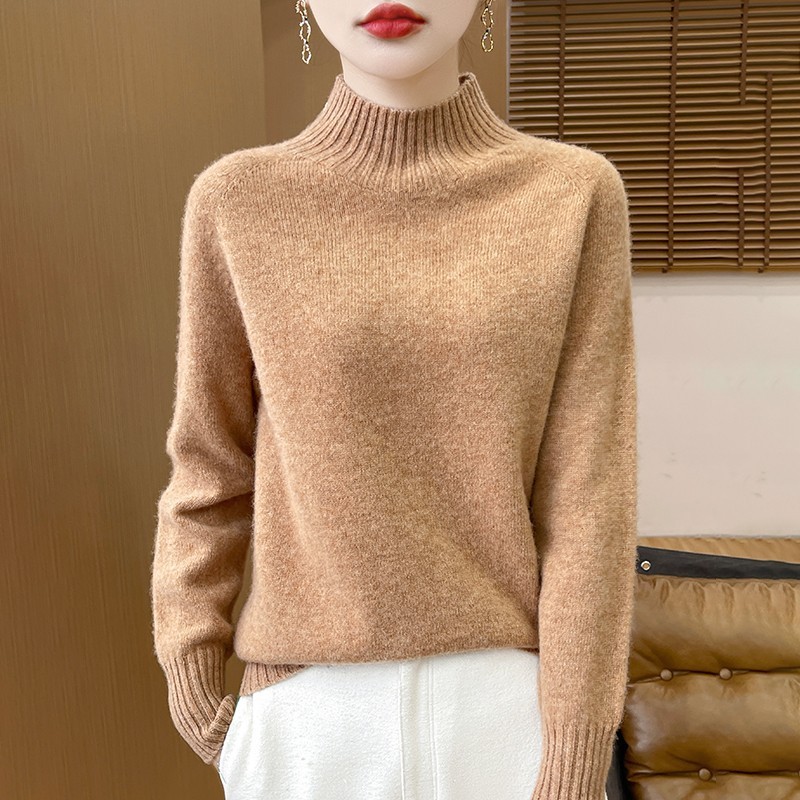 一線成衣秋冬新作厚半高襟100純ウールセーター女性の底のシャツのゆったりしたセーターのニットプルオーバー|undefined