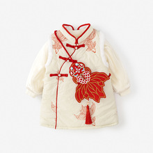 女童连衣裙秋冬装中国风小女孩裙子加绒加厚女宝宝抓周衣服拜年服