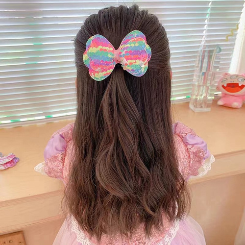 Glitter Butterfly Hair Tie for Kids, Non-Damaging Hairband with Butterfly Knot, High Ponytail Hair Ribbon for Girls, Rubber Band Hair Accessory