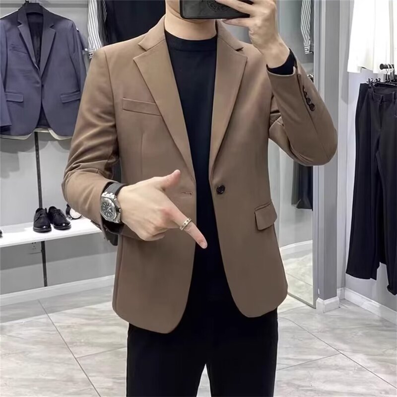 Casual Suit Jacket Men's Spring and Autumn 2024 New Men's Small Suit Jacket Youth Fashion All-match Business