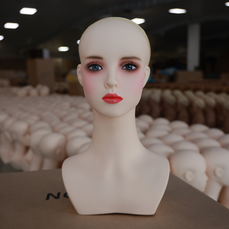 cos ヘッドモデル新しいウィッグヘッドモデル高品質 PVC 素材ダブルショルダー女性モデルヘッド写真ライブブロードキャストダミーヘッドモデル|undefined