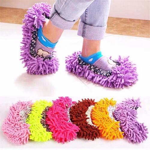 Factory Direct Supply Washable Floor Cleaning Slippers Lazy Mop Shoes Cover for Women Household Chenille Mop Shoes Cover Removable