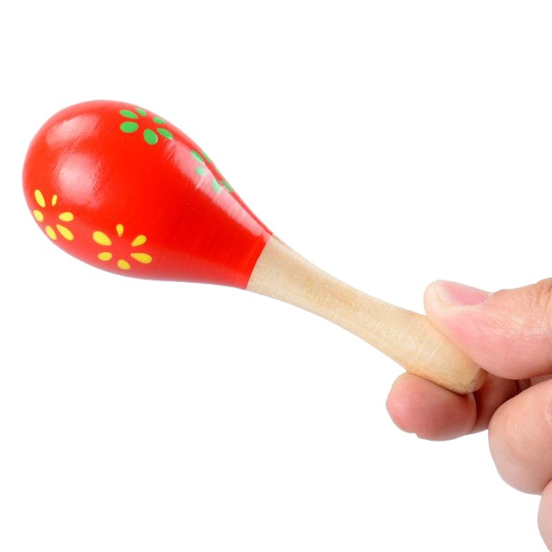 Baby Color Orff Musical Instrument Wooden Cartoon Sand Hammer Exercise Baby Hand-held Training Hearing Toy