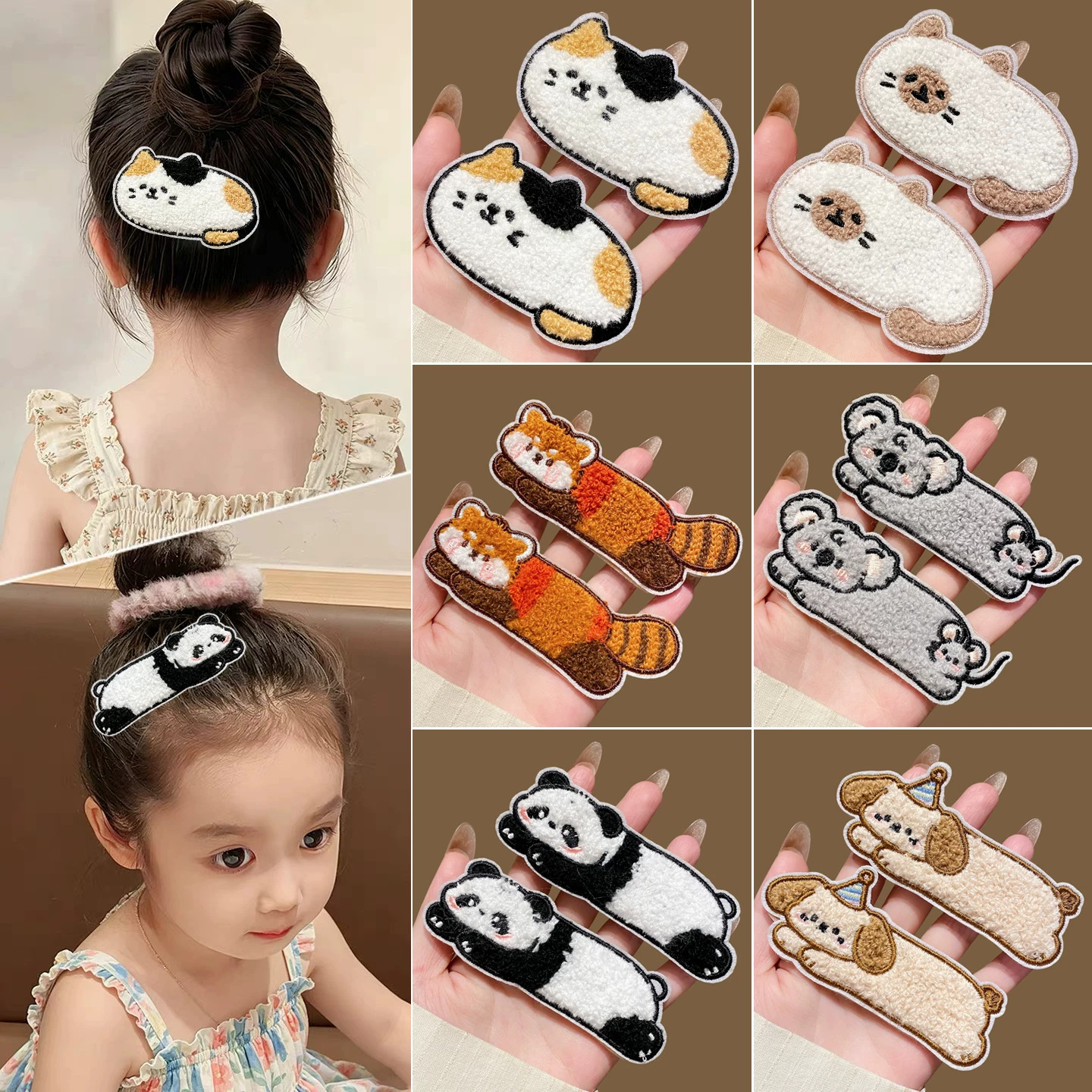 Cute and adorable cat-themed hair clips for girls, featuring soft and charming cartoon designs, perfect for tidying up stray hairs and adding a fun touch to children's hairstyles