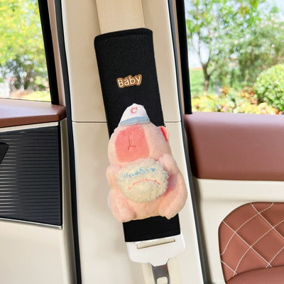 Seat belt shoulder pad | Decoration Girl Bag Hanging - capybara-capibala-fat-color-powder-black-ice-silk-shoulder-cover-1-pack