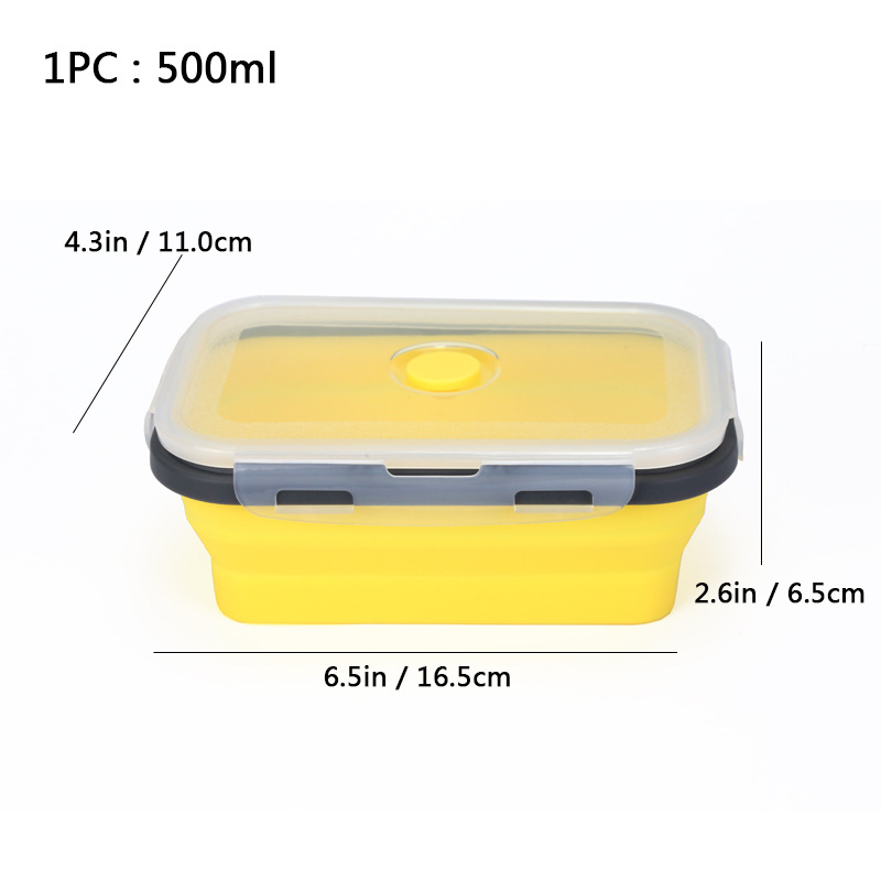 Caja de almuerzo de silicona al aire libre caja de almuerzo de silicona plegable refrigerador más nítido almuerzo portátil caja de almuerzo retráctil