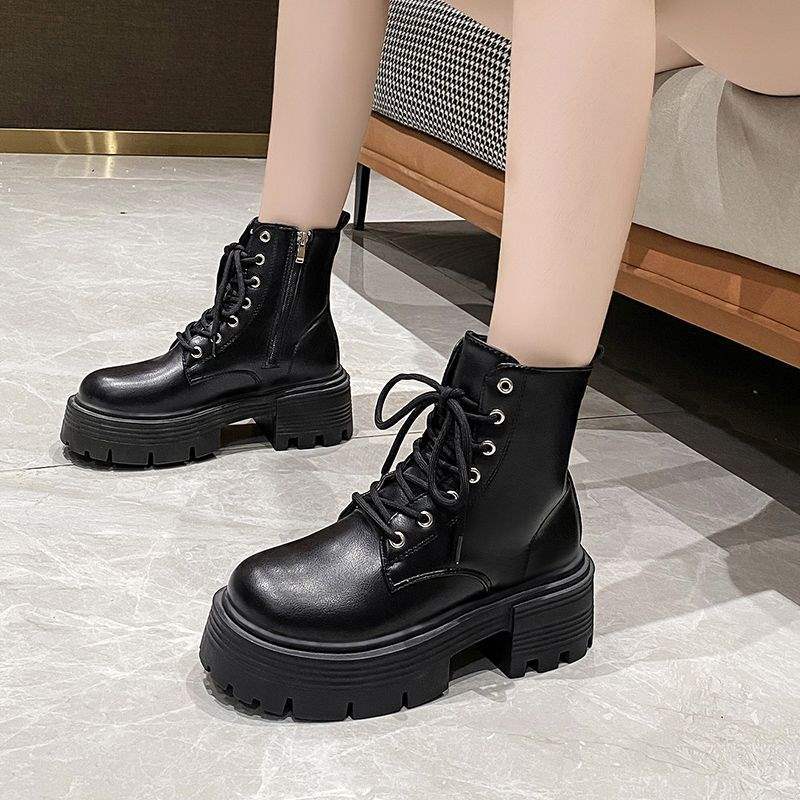 White Leather Women's Platform Boots Winter Fleece Lined_voghion.com