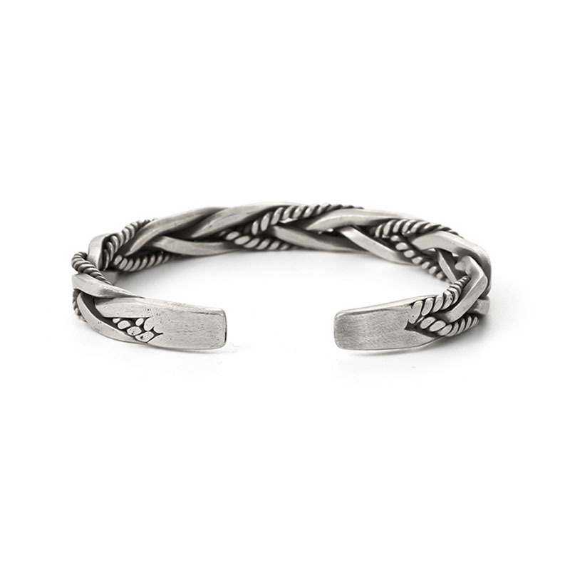 12g Weight No Inlaid Inlay Material Copper Material Geometric Pattern Unisex Gender Simple Style Style Fashion 925 Sterling Silver Woven Twist Open Adjustable Bracelet 无
