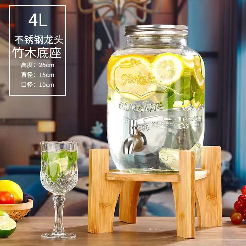 Celebridad de Internet de gran capacidad de vidrio comercial fruta barril de coque Fábrica directa jugo tarro enzima barril bebida barril con grifo