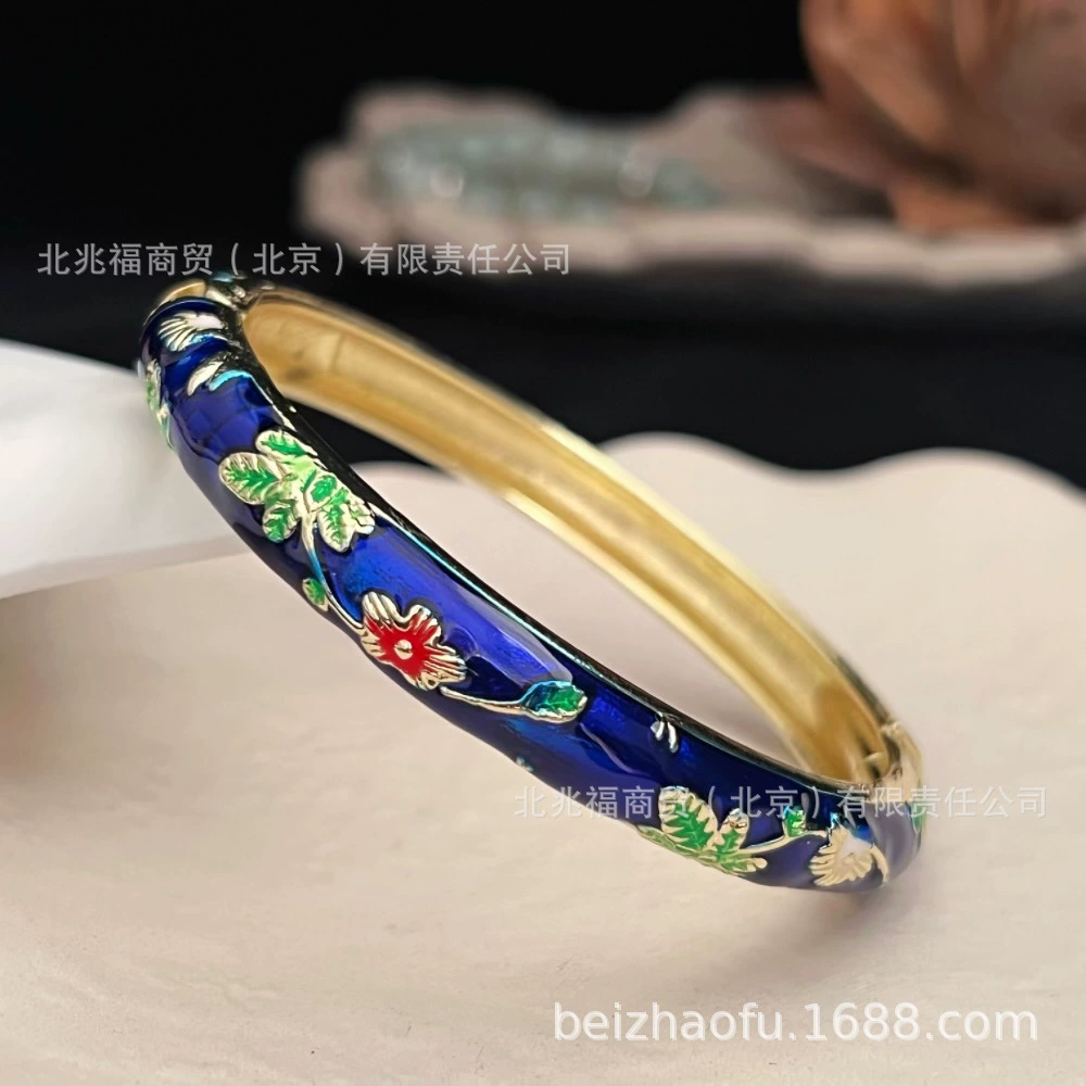 Браслет Cloisonné Flower (сплав), эмаль, этнический стиль, диаметр 6 см
