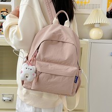 韩版ins大容量简约纯色背包初中高中生双肩包男日系书包女大学生