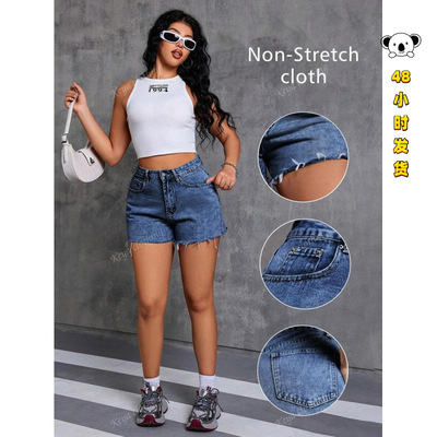 D 25205 High waist slim denim shorts 高腰显瘦牛仔短裤