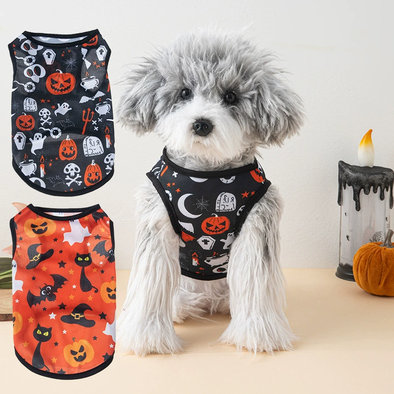 Трансграничные новые собачьи жилеты для собак Хэллоуин украшения тыквы принты