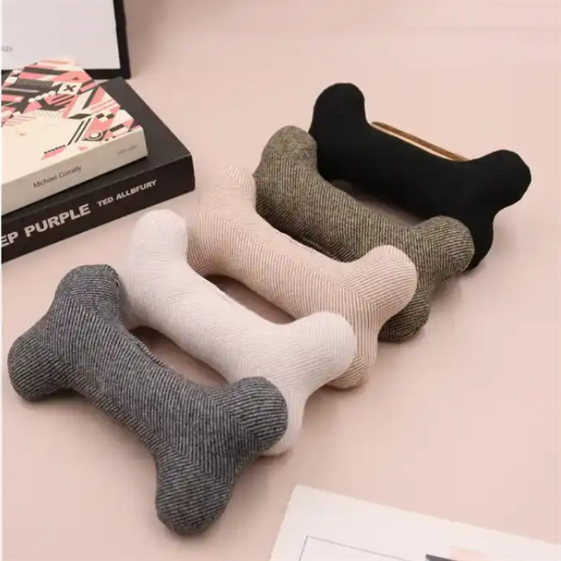 Solid Color Cotton-Filled Pet Chewing Toy Canvas Dog Boredom Relief Toy Dog ​​Teething Squeaky Bite-Resistant Toy