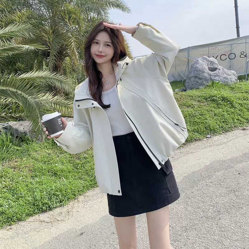 工装外套女2025年春秋韩版爆款女士连帽休闲女款小个子短款风衣