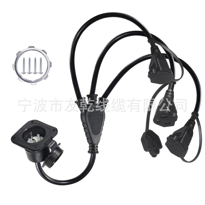 Kuncan 15A Ac Port Plug - 125V Power Inlet, with Triple 18inch Extension Cords, N